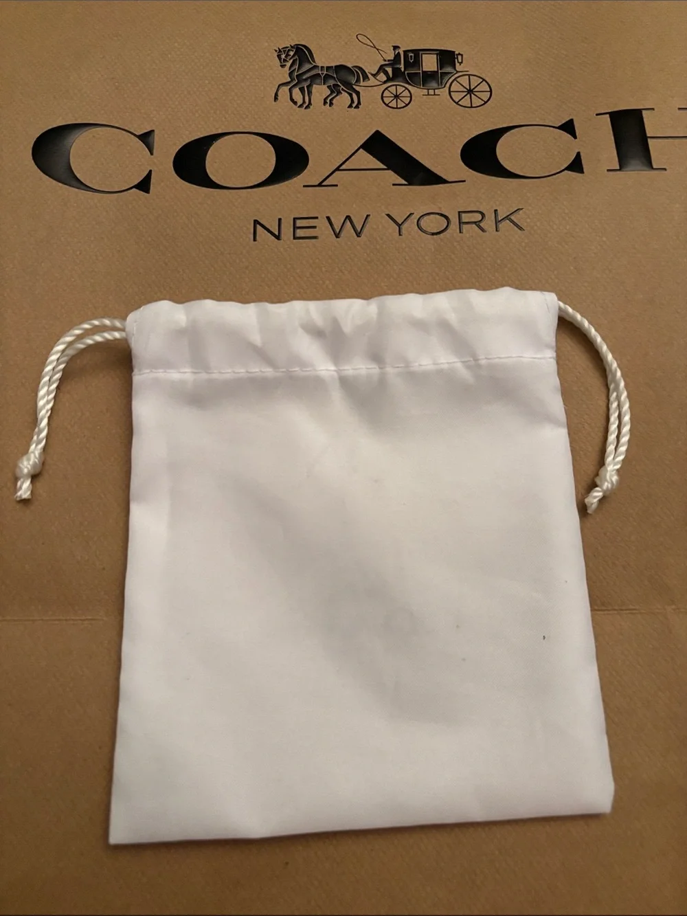 Coach White Drawstring Pouch Set with Black Logo
